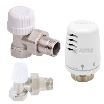 Set robineti tur-retur cu cap termostatic ICMA 1/2