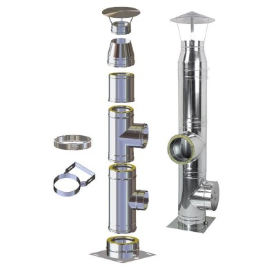 Poza Cos de fum KaminInox D 100 H, 5 m, inox, perete dublu, 25 mm izolatie din vata bazaltica. Poza 20571