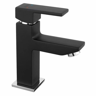 Poza Baterie lavoar Ferro Zicco Negru BZI2BL, monocomanda, alama, 8,3 x 9,3 x 16,1 cm. Poza 24528