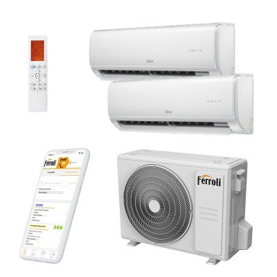 Poza Aer conditionat dublu-split Inverter Ferroli Giada M 18-2, WI-FI, R32, A++ la racire 2x9000 BTU. Poza 25875