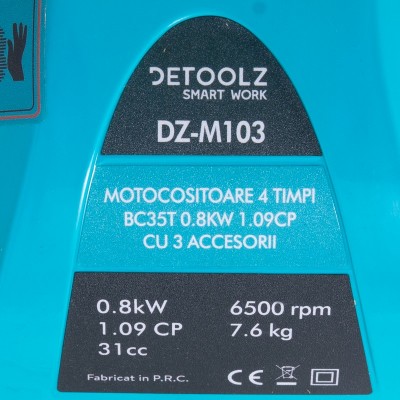 Poza Motocoasa pe benzina Detoolz DZ-M103 BC35T, 1.09CP, 31CC, euro V cu 3 accesorii. Poza 35755