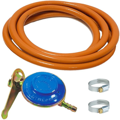 Poza Kit Ceas regulator butelie gaz GPL, furtun 3 metri, 2 coliere otel. Poza 39634