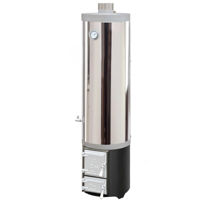 Poza Ansamblu boiler pe lemne 120 litri inox Miklos Steel, cu focar cu usi din fonta. Poza 39896