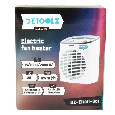 Poza Aeroterma electrica Detoolz DZ-EI1011-G01, 1000/2000W, carcasa plastic. Poza 40652