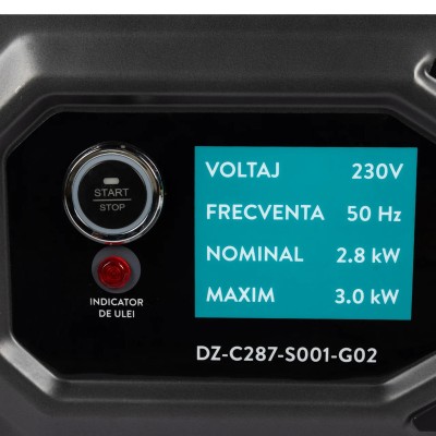 Poza Generator Detoolz DZ-C287-S001-G02 3 kW, 2 prize 230V, benzina, 4T, pornire electrica, rezervor 15L, fara roti G02. Poza 40809