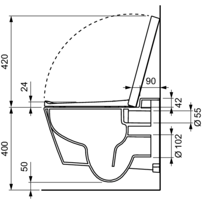 Poza Vas WC cu functie de bideu Tece TECEone 9700216, evacuare orizontala, montaj suspendat, 54 x 40 x 35 cm. Poza 44875
