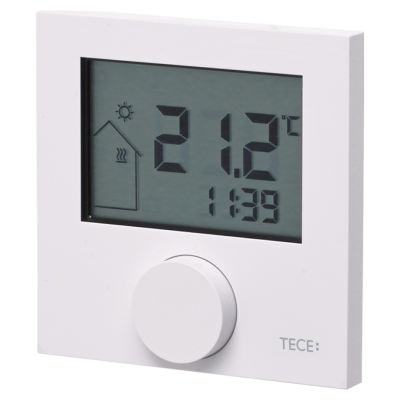 Poza Termostat ambient pentru incalzire in pardoseala, TECEfloor Standard 77410034, neprogramabil, cu fir, protectie la inghet, afisaj digital, IP20, alb. Poza 44997