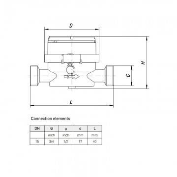 Poza Dimensiuni contor apa rece Apator JS 1.6 Smart+ -1/2