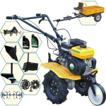 Pachet ProGARDEN Campo 703 Motocultor 7CP + Remorca RM500C + Plug simplu + 2xPlug bilonat/rarita + Adaptor + 2 Roti metalice 350x6 + 2L Ulei