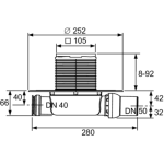 Poza Sifon de pardoseala Tece drainpoint, 105 x 105 mm, iesire laterala DN 50, extra plat cu flansa universala, 3601100. Poza 44841
