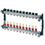 Distribuitor incalzire pardoseala, cu debitmetre, TECEfloor 77310011, otel, filet interior, 11 cai, 1